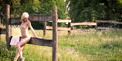 Zazie Skymm - Blond Shows Her Snatch On Floral Meadow