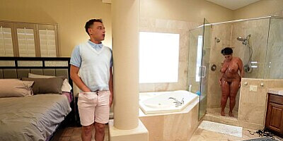 JOHNNY LOVE PLAYS SHOWER PEEK-A-BOOB WITH HOT MILF KAILANI KAI