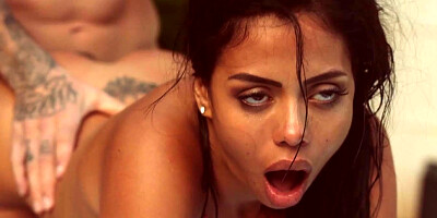 ...Canela Skin sucks big throbbing cock and gets pounded by the pool...