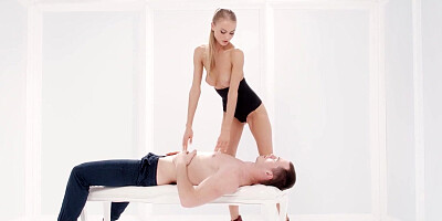 ...Slim blondie with perky tits gets her narrow pussy eaten...