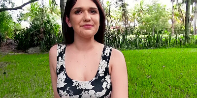 ...POV amateur sex on the lawn with brunette April Dawn...