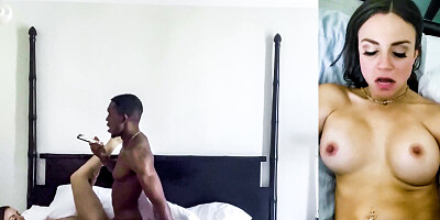 ...Havana Bleu blows and rides her cocky black lover in bed...