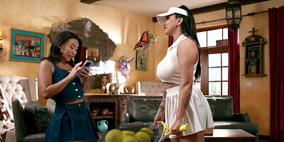 Japanese teenage tribbing with buxom step-mom