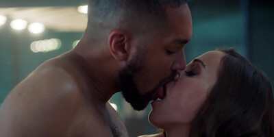 ...Stunning brunette Abigail Mac takes big black cock up her asshole...