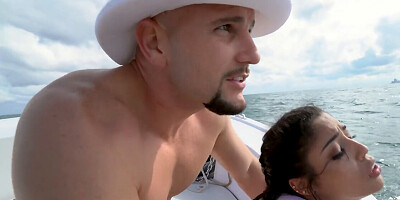 Amazing brunette Vanessa Sky gets shagged on the boat