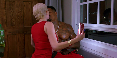 ...Short-haired blondie Skye Blue takes good care of BBC...