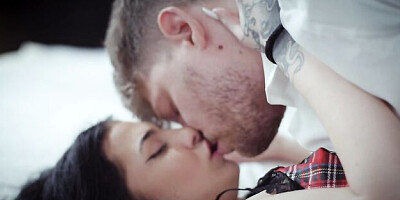 Modest Michael's natural tits action