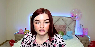 Busty redhead amateur babe on webcam