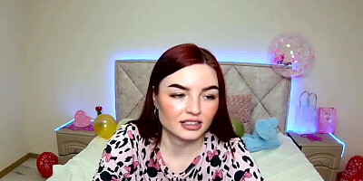 Busty redhead amateur babe on webcam