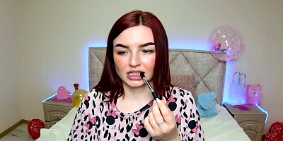 Busty redhead amateur babe on webcam