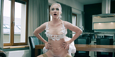 ...Blonde minx Vinna Reed gets eaten out and pounded on the table...
