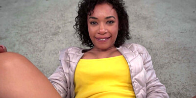 Cutie ebony fucked outdoor for money POV