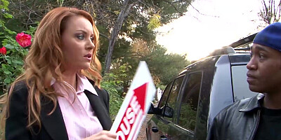 Busty redhead MILF drilled roughly by two ghetto BBCs