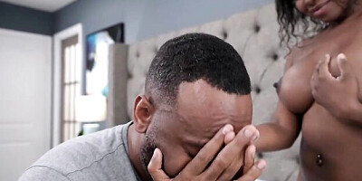 Godlike curly-haired ebony Amari Anne is jumping on a black dick