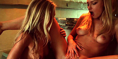 ...Beautiful lesbians Lucy Heart and Sicilia make love in the bathroom...
