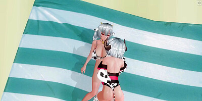 3d Hentai And Hentai 3d In Yuri Cow Girl Fucks Her Girlfriend