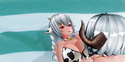3d Hentai And Hentai 3d In Yuri Cow Girl Fucks Her Girlfriend