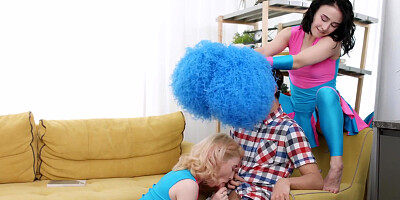Slim4K - Milana & Mia Parker - Cheerleaders share pulsating penis