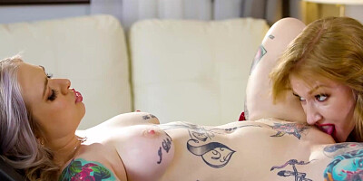 Oiled Kaiia Eve grinds her pussy on Kaiia Eve's face