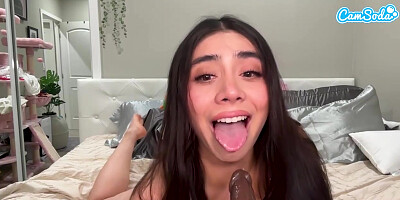 Camsoda - Huge Natural Tits Latina has Wild Orgasm Riding Huge Dildo