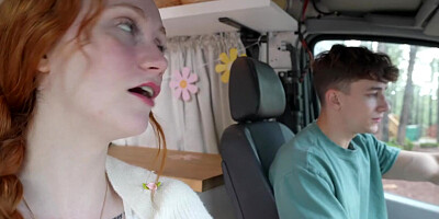 Horny Redhead Scarlet Skies Jerks Stepbrother Off on Hiking Trail - S6:E1