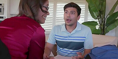 Milf Tutor Gags On Two Studs At Home