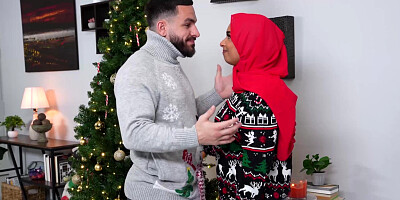 There is nothing like Christmas spirit to spice things up as Arab babe rides a fat cock