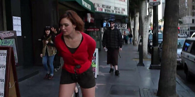 Slave dragging metal ball in public
