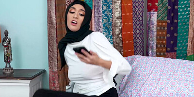 Hijab wearing [censored] Aubry Babcock is caught by her best friend while masturbating