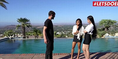 SCAMANGELS - EMBER SNOW AND JADE KUSH PETITE ASIAN REAL ESTATE AGENTS TAKE A BIG COCK