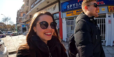 Cute Girlfriend Gets Fucked on Vacation in Athens! Porn Vlog with Jamie Young