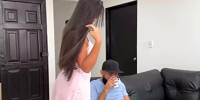 Big ass Latina fucks her brother's best friend, riding a huge cock - Daniela Andrea