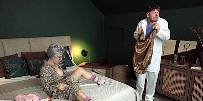 FAKEhub - The Very Horny GILF gets the cobwebs out of her panties before fucking a huge cock