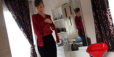 312 My wet pussy in a tightly pencil skirt makes hard in your trousers
