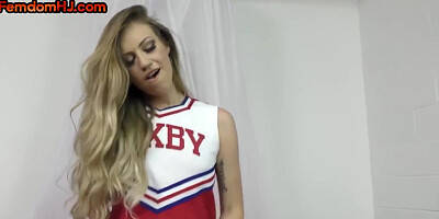 Femdom Hj Cheerleader Babe In Stockings And Heels Rides