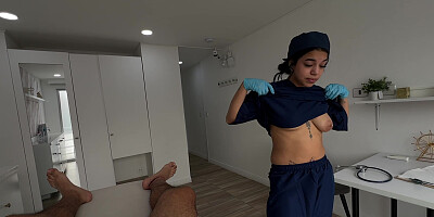 The doctor sucks my cock in the office