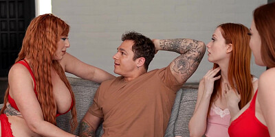 Redhead Lauren Philips rides cock in a wild foursome with tatted Jayden Marcos