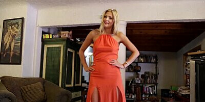 Beautiful Scarlet Red Putting Her Lipstick On A Dick Stick