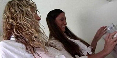 Handsome lesbian teens have an awesome muff diving fun