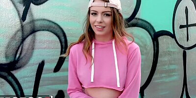 MOFOS - Amateur brunette Alex Blake sucks big cock for cash