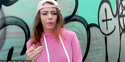 MOFOS - Amateur brunette Alex Blake sucks big cock for cash