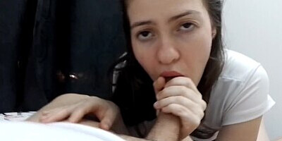 Super hot schoolgirl blowjob - I cum in her mouth - close up