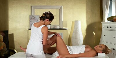 Massage Rooms First time orgasm for hot big ass big boobs lesbian