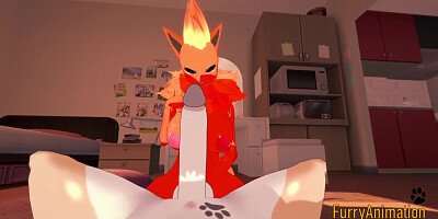 Pokemon Hentai - Flareon Blowjob To Dog With Cum In Her Mouth