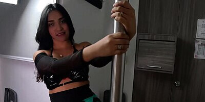 college 18 latina loves to play with the pole