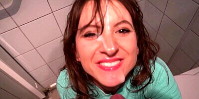 Face creampie in the public toilet
