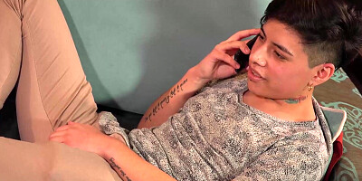 Young tattooed twink Heber Grant masturbates his thick cock