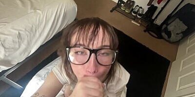 Brunette Schoolgirl Gives Amazing Head w/ Facial POV