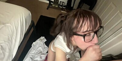 Brunette Schoolgirl Gives Amazing Head w/ Facial POV