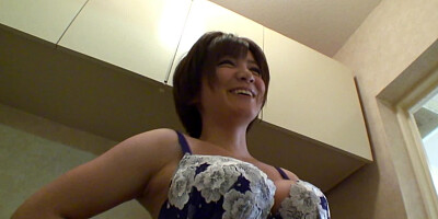 Shaved Japanese housewife gets her pussy toyed at home